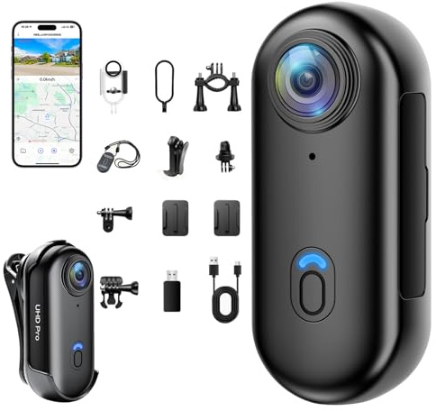 Mini Action Cam WiFi 4K Mini Daumen Kamera Action Cam Fahrrad/Motorrad | Action Cam Wasserdicht 30M Mini Daumen Action Kamera mit APP POV Kleine Kamera Magnetisch Tragbare Bodycam mit WiFi