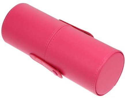 Veemoon Boîte de Rangement pour Maquillage Petite Taille en PU Rose Fuchsia Couvercle Anti-poussière, Seau à Pinceaux Portable pour Cosmétiques, pour Voyage et Organisation Salle de Bain