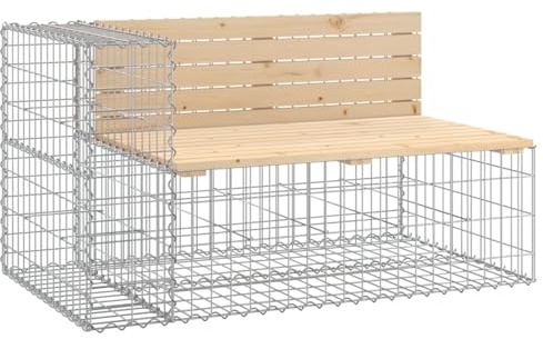 Gecheer Garden Bench Gabion Design 122x71x65.5 cm Solid Wood Pine Outdoor furniture Model834383