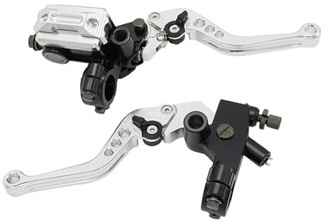 AIFOCER Adatto per Honda Moto CNC Pompa Freno Frizione Asta Cilindro Maestro Idraulico Accessori 7/8 14mm Pist pinza freno(Silver)