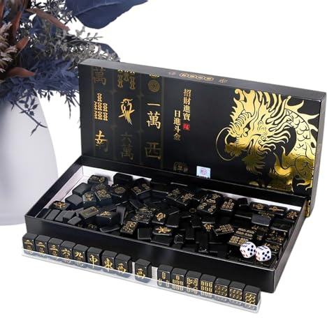 Komplettes Mahjong-Spielstein-Set – Ḿahjong-Familienbrettspiel, Komplette M̀ahjong-Sets, Mahjongg-Reisespiele Für Den Urlaub, M̃aahjong-Spielsteinständer. Genießen Sie Klassische Maahjong-Spiele Zu Ha