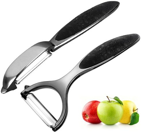 Pelapatate, Pelapatate da Cucina Pelapatate in Acciaio Inox a Forma di Y con Impugnatura Ergonomica Antiscivolo e Lama Affilata Resistente per Verdura Carota Frutta(Nero)