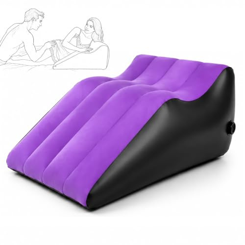 Coussin Sexuel Gonflable, Coussin de Position pour Couples | Design ergonomique en forme de coin avec surface velours douce, fermeté réglable et soutien stable pour plus de confort