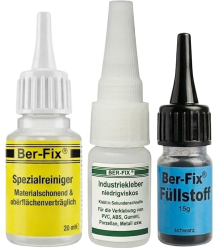 Ber-Fix Füllstoff Set 10g + 15g Schweißnaht weiß + Reiniger | Füllstoff Set 10g + 15g Schweißnahtkleber schwarz mit Spezialreiniger: Schweißnahtkleber-System: Füllstoff plus