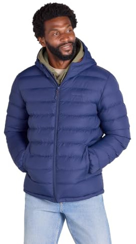 Mountain Warehouse Season Mens Padded Puffer Jacket | Lightweight & Water Resistant Hooded Coat, Tested to -30C, Insulated to keep Warm, Ideal for Winter, Light Rain, Walking