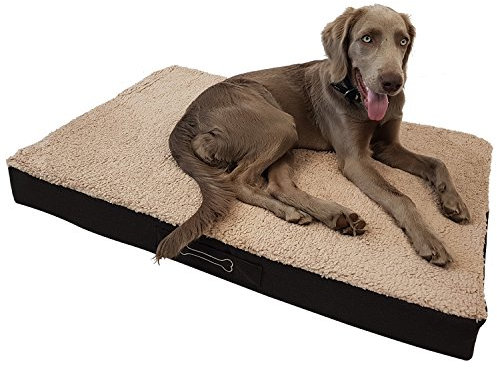 DILUMA Hundebett Benji - orthopädisches Hundekissen - Haustierbett - Hundeliege mit waschbarem Bezug - Hundesofa Beige - 100 x 65 x 10 cm - L