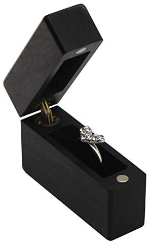 Gouert Holz Ring Box Schwarz Tragbar Handgefertigte Hölzerne Ringbox Schmuckschatulle