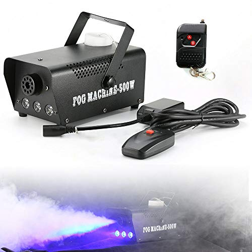 Nebelmaschine, Nebel Maschine mit Kabelgebundene Fernbedienung und buntes LED Licht, 500W Stabil, Passend für Halloween, Weihnachten, Hochzeitsfeiern & Bühnenauftritte usw