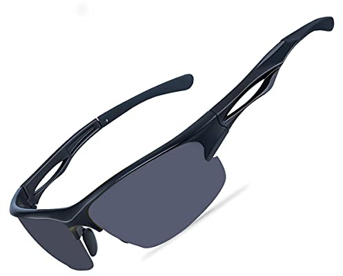 Goiteia Polarisierte Sport-Sonnenbrillen für Herren und Damen- Fahrradbrille mit UV400 Schutz Superleichtes TR 90 Rahmen zum Radfahren Skifahren Autofahren Angeln Laufen Wandern (Schwarz)
