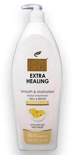 First Lady Extra Healing Lotion hydratante pour les mains et le corps à la vitamine C, E et B5 1000 ml – Peau très sèche