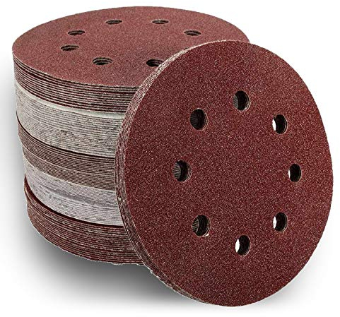 ZZC Schleifscheiben K120 / P120-125mm 8 Loch Klett Schleifpapier Schleifblätter Exzenter - 25 Stück - (K 120 / P 120)