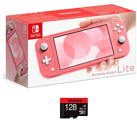 Nintendo Switch Lite Console de Noël 2020 avec écran tactile 5,5 et pavé de contrôle intégré Bluetooth 4.1 et carte microSD NexiGo 128 Go Corail
