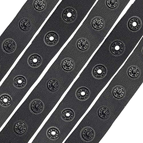 WedDecor Snap Popper Tape Fasten Ribbon Black Popper Snap Stud Press Fastening Sewing Duvet Cover Tape for Baby Jumpsuits, Toddles Clothes, Sewing Small Garments, 1 metre