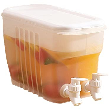 3.5L Cool Water Pitcher with Double Tap, Beverage Dispenser Two Compartments Heat Resistant Summer Ice Water Infuser for Juices Fruit Teas Fridge Water Pitcher