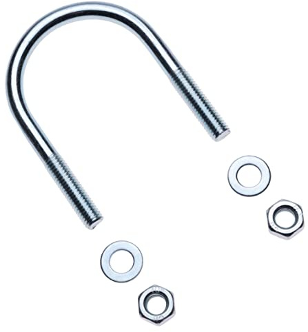 M8 U-bügel mit Muttern und Unterlegscheiben, U-Form Gewindebügel für 26.9mm (3/4 Zoll) Rohrdurchmesser, Verzinkt Rundstahlbügel, Augbügel Mit Sechskantmuttern und Unterlegscheiben (5 Stück)