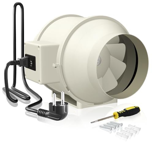 FanGoFast Ventola Aspirazione 125mm, Professionale Aspiratore da Bagno, Estrattore aria in Iinea con funzione regolatore per booster, tenda di crescita,ventilazione,ventilazione e ventola di scarico