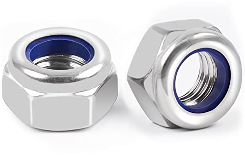 Ecrou M6 Inox | Leryati 10 pièces Écrou Nylstop Inox M6, A2 V2A Écrous Autobloquant (DIN 986 / ISO 106110) Ecrous Frein Hexagonal de Blocage en Nylon, Filetage Métrique Standard Frein