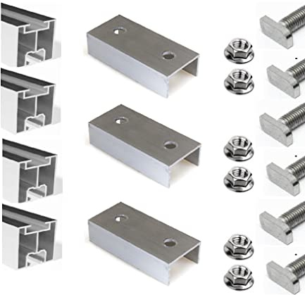 NAKA Aluprofil-Set 40x40 PV 4x 110 cm Solarpanele ALU | Photovoltaik Montageschiene PV-Anlage | Aluminiumprofil zur Montage von Solaranlagen | Systemprofil Typ T Montageprofil 40 x 40 mm 4,4 m