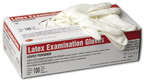 DE Healthcare Products – Latexhandschuhe (100 Stück), gepudert, unsteril, hypoallergene Handschuhe weiße Handschuhe, S