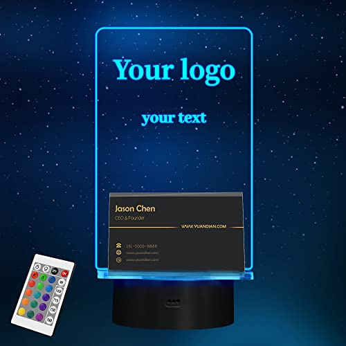 YuanDian Personalisierbarer, beleuchteter Visitenkartenhalter, Karten-Organizer, Visitenkartenständer, Visitenkarten-Display-Halter, 16 Farben, LED-Acryl-Kartenhalter