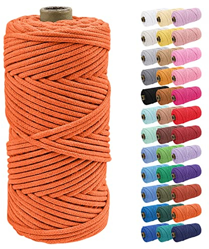 Uiopa Baumwollkordel, Makramee Garn 4mm 100m Natur Baumwollseil, Baumwollgarn Geflochtene Macrame Cord Ideal für Häkeltaschen, Pflanzenhängern, Traumfänger, Wandbehang, DIY Handwerk