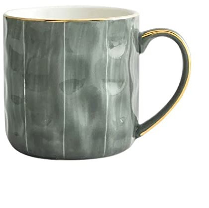Tazze per tazze Tazza in ceramica ad alto colore Tazza da caffè for ufficio Tazza da latte Coppia Tazza d'acqua Tazza multifunzione Banda grigia, 300 ML Tazza di caffè (Color : A)