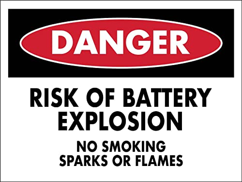 Warnschild Gefahr Explosionsgefahr Der Batterie Nicht Rauchen Retro Gefahrenhinweis Personalisierte Blechschild 20X30Cm, Sicherheitsmarkierung
