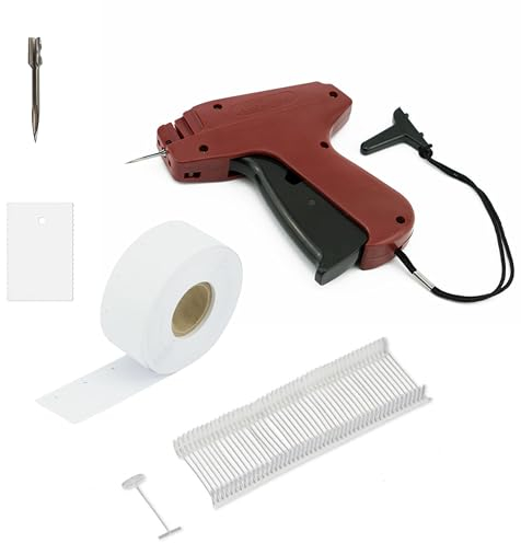 Pokornys - Etikettierpistole A&J 90S Standard - im Set mit 1 Ersatznadeln & 1.000 Heftfäden Standard 25mm & 1.000 Kartonetiketten 30x45mm I Etikettiergerät zur Befestigung von Etiketten an Textilien