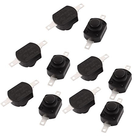 ABUZIV 10 Stück Steuerung elektrisch 250VAC 6A SPST Verriegelung runder Druckschalter schwarz for Lampe KAN-9