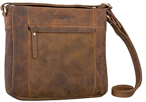 STILORD 'Terra' Ledertasche Damen Umhängetasche Vintage Handtasche für Frauen Klassische Schultertasche Freizeittasche zum Umhängen Echtleder, Farbe:vinto - braun