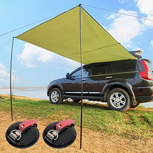 Toldo lateral para coche de 6.5 x 9.8 pies para acampar al aire libre, kit de toldo plegable con ventosas y clavijas para coches, furgonetas, furgonetas, furgonetas, toldo portátil para camión con