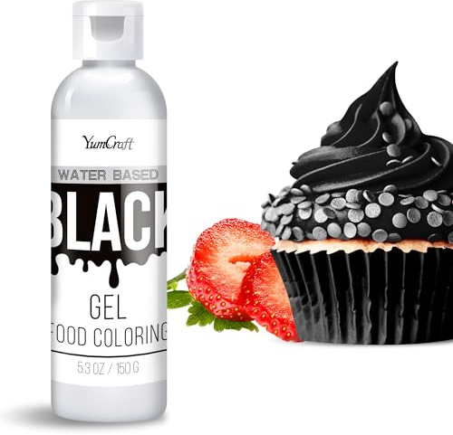 Gel colorant alimentaire – Gel hautement concentré pour gâteau, pâtisserie, œufs de Pâques, boissons – Colorant alimentaire sans sucre pour fondant, glaçage, slime, décoration de gâteau (noir, 150 g)