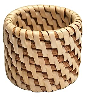 6 Stück Rattan-Serviettenringe, Taschentuchringe, Rattan-Serviettenhalter, Rustikale Quadratische Handtuchringe, Geflochtene Serviettenschnalle, Bauernhaus-Serviettenringhalter für Esstisch(#1)