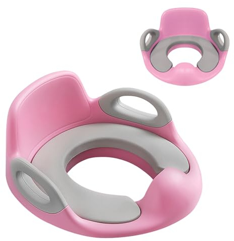 FIVMEN Toilettensitz Kinder Toilettenaufsatz mit PU Gepolstert und Spritzschutz WC Sitz Klositz Toilettentrainer Sitz für Kinder 1-7 Jahre, Rosa