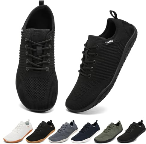Geweo Barfußschuhe Herren Damen Breiter Zehenbox Zero Drop Schwarz 45