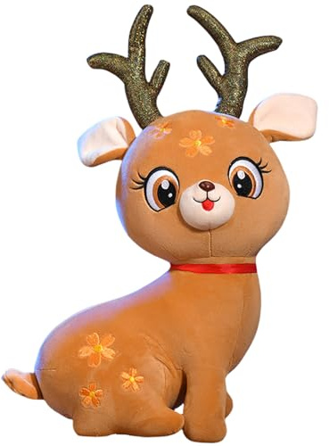 33cm Christmas Suffed Plush Reindeer Toy for Kids,Christmas Brown Reindeer Stuffed Costumed Plushies Dolls Christmas Soft Toy Christmas Squishys Xmas Santa Plush Xmas Toy Gifts for Kids Home Decor