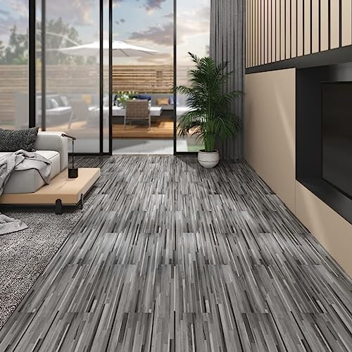 Baumaterialien, Bodenbelag & Teppich PVC Bodenbelag Dielen 4,46m² 3mm selbstklebend gestreift grau