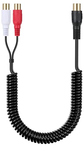 JSADZKJ Cavo di prolunga RCA a spirale da RCA femmina a 2 RCA femmina Jack Audio Video Y Cavo splitter placcato oro da RCA a doppio RCA Cavo audio stereo per subwoofer,DVD,amplificatore 35cm