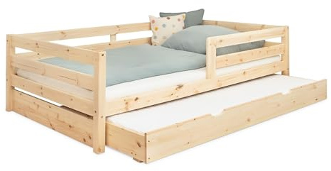 Ehrenkind® Kinderbett Sona mit Bettkasten aus massivem Kiefernholz Natur 120x200 cm