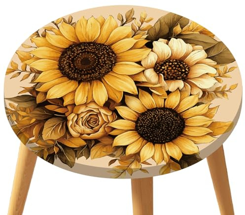 CREATCABIN Mantel Elástico de Girasol, Redondo, Impermeable, Lavable, Ajustable, 36 - 44 Reutilizable, A Prueba de Derrames, Antiarañazos, para Acampar, Interior, Exterior, Cena, Picnic, Fiesta, 48