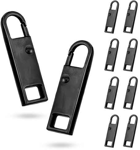 8PCS Zip Pull, 4 Colors Replacement Zipper Pull Repair Kit Universal Zipper Fixer Repair Accs for Luggage Clothing Suitcase Purses Zipper(Black)