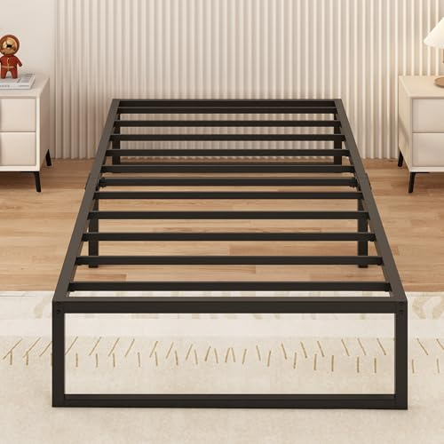 Yicensen Sängram 80x190 cm, Enkelsäng Plattform Metallsäng med Tunga Metalllameller för Stabilt Stöd, Enkel Montering, Ljudfri, Ingen Boxfjäder Behövs, 30 cm Hög, Svart