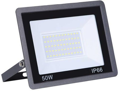 VZLED - Proyector LED 50W IP65, Luz Cálida 3000K, Reflector LED Exterior de Bajo Consumo, Carcasa de Aluminio, Resistente al agua, Pack 1