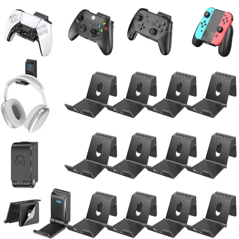 OIVO Support Mural pour Manette et Casque, Support de Casque Pliable, Crochet de Suspension pour Manette de Jeu, Rangement Universel Manette de Jeu/Écouteurs/Accessoires de Jeu (12P-1H)