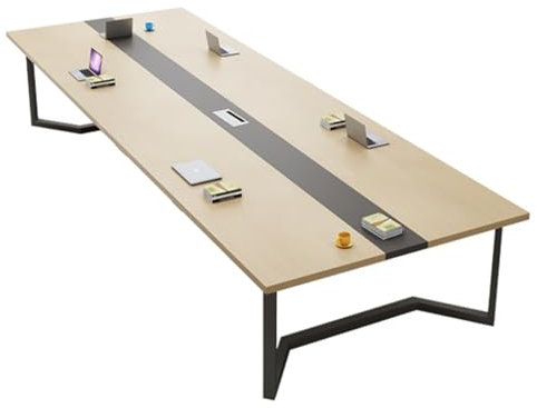 YQMHEZ Konferensbord, Mötesbord, Seminariebord, Skrivbord Datorbord, Modernt Seminarium Med Hål för 8 Personer, Kontorskonferens för Styrelserum(300x130cm)