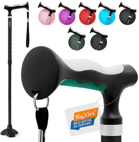 BigAlex Bastone per Anzian - Regolabili, Pieghevoli, Autoportante, Robusto - Bastone da Passeggio Donna e Uomo con Borsa di Trasporto, Base Antiscivolo, Supporto per Camminata Stabile