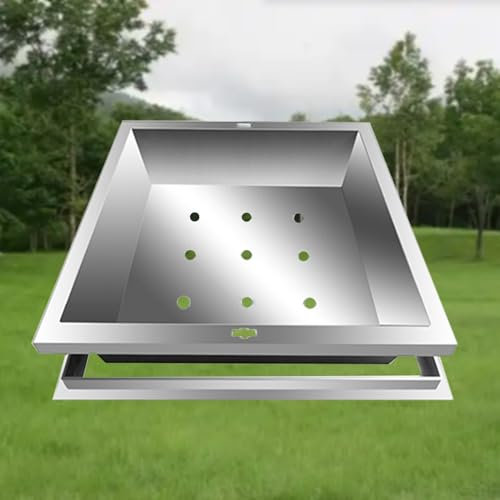 Schachtabdeckung Unsichtbare Quadratische Schachtabdeckungen und -rahmen für Rasen, Außenbereich Eingelassenes Abflussgitter Edelstahl 304, Landschaftsbau Brunnenabdeckung zum Bepflanzen mit Rasen(40x