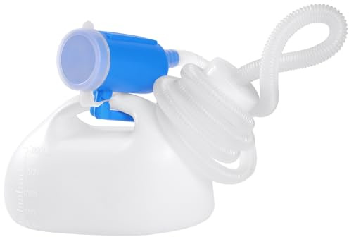 FAMJOALE 2000ML tragbare Urinale für Männer, Herren Urinalflasche Spill Proof für Senioren, männliche 63 große dicke Urin Flaschen mit langem Rohr und Deckel (weiß)