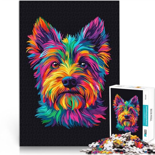 Adults Puzzles 1000 Piece Jigsaws Rainbow Yorkshire Terrier Stressabbau Jedes Stück ist einzigartig Anspruchsvolles Familienspiel52x38cm