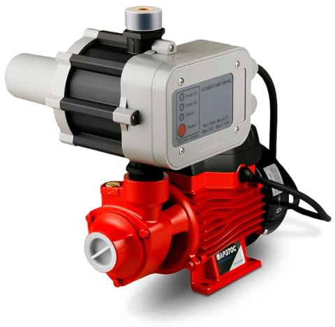 GREENCUT BAP370C - Bomba de agua con presostato BAP370C 370 W caudal máximo de bombeo 36 L/min, altura bombeo 38 m, para aguas claras, carcasa de acero inoxidable, funcionamiento silencioso
